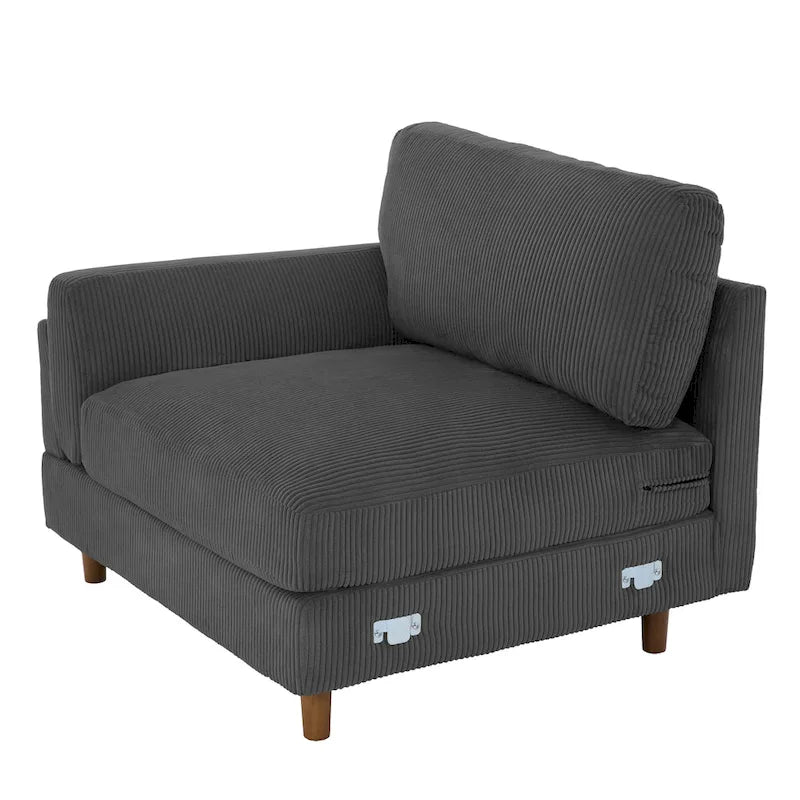 Oversized ribfluwelen woonkamerbank van 90 inch met omkeerbare kussens