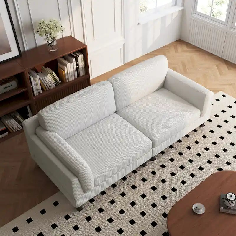Oversized ribfluwelen woonkamerbank van 90 inch met omkeerbare kussens