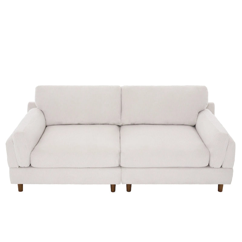 Oversized ribfluwelen woonkamerbank van 90 inch met omkeerbare kussens