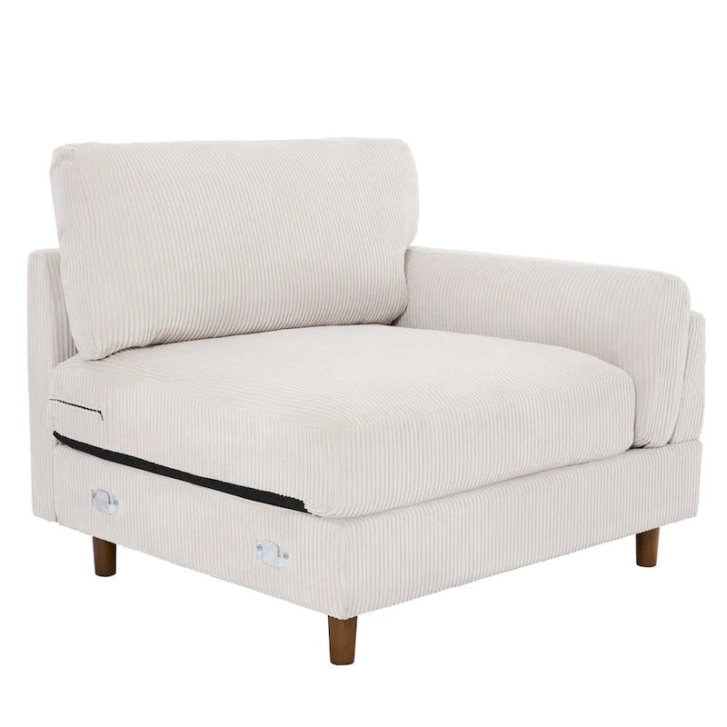 Oversized ribfluwelen woonkamerbank van 90 inch met omkeerbare kussens
