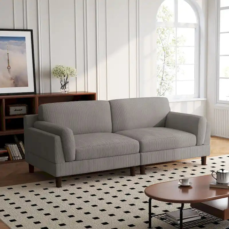Oversized ribfluwelen woonkamerbank van 90 inch met omkeerbare kussens