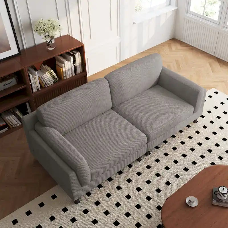 Oversized ribfluwelen woonkamerbank van 90 inch met omkeerbare kussens
