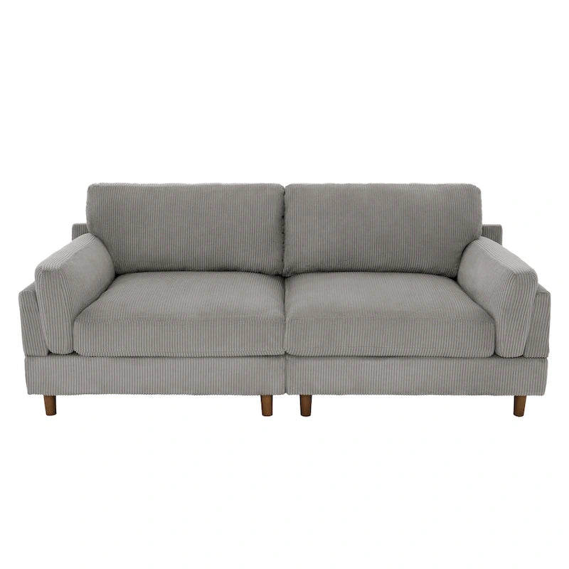 Oversized ribfluwelen woonkamerbank van 90 inch met omkeerbare kussens