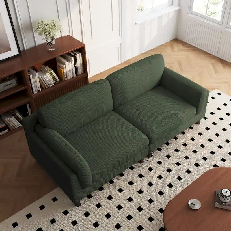 Oversized ribfluwelen woonkamerbank van 90 inch met omkeerbare kussens