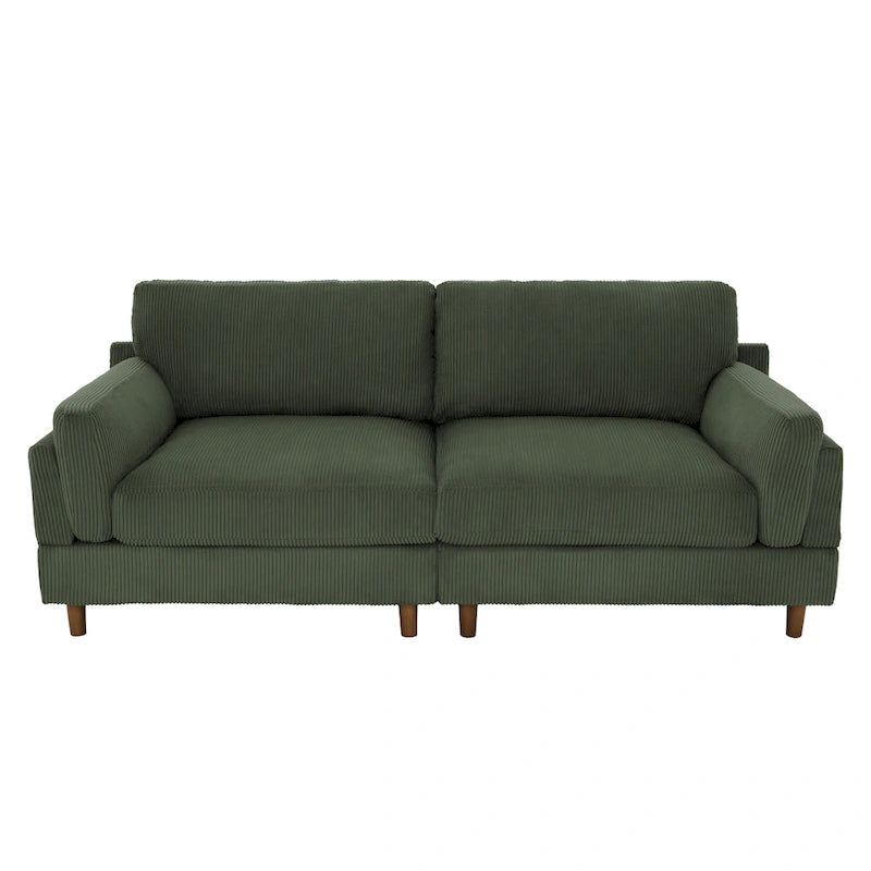 Oversized ribfluwelen woonkamerbank van 90 inch met omkeerbare kussens