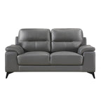 Mica 67 Zoll Loveseat, dunkelgraues Narbenleder und Kunstleder, Metallbeine
