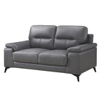Mica 67 Zoll Loveseat, dunkelgraues Narbenleder und Kunstleder, Metallbeine