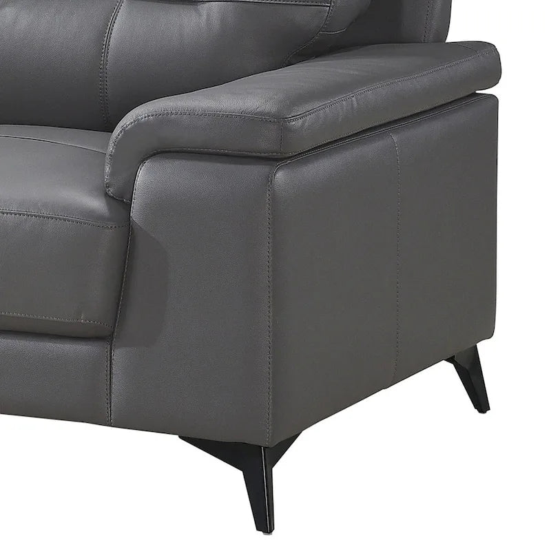 Mica 67 Zoll Loveseat, dunkelgraues Narbenleder und Kunstleder, Metallbeine