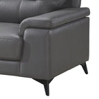 Mica 67 Zoll Loveseat, dunkelgraues Narbenleder und Kunstleder, Metallbeine