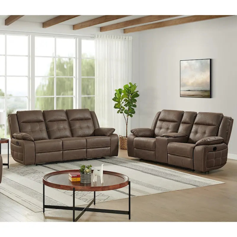 Roundhill Furniture Lesley 2-delige verstelbare woonkamerinrichting, bruin
