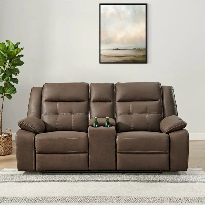 Roundhill Furniture Lesley 2-delige verstelbare woonkamerinrichting, bruin