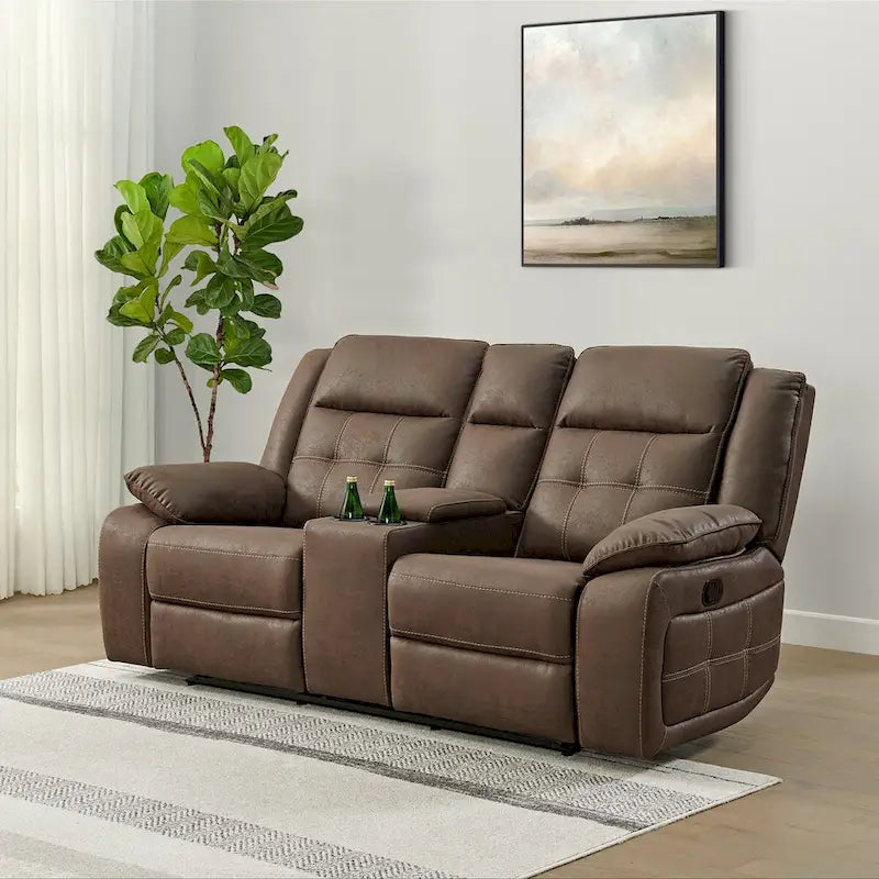 Roundhill Furniture Lesley 2-delige verstelbare woonkamerinrichting, bruin