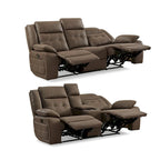 Roundhill Furniture Lesley 2-delige verstelbare woonkamerinrichting, bruin