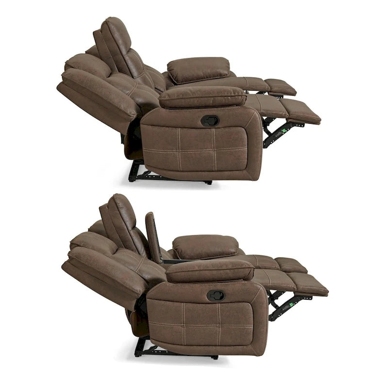 Roundhill Furniture Lesley 2-delige verstelbare woonkamerinrichting, bruin