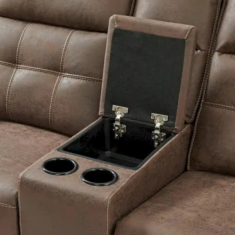 Roundhill Furniture Lesley 2-delige verstelbare woonkamerinrichting, bruin