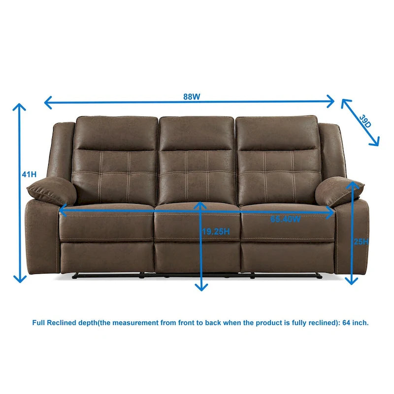 Roundhill Furniture Lesley 2-delige verstelbare woonkamerinrichting, bruin