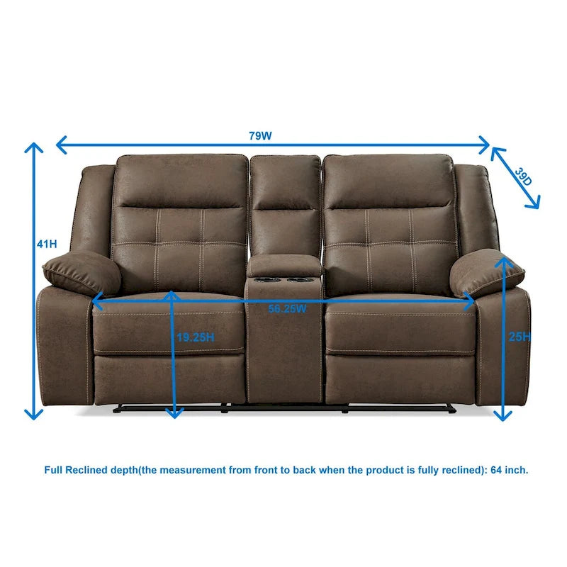 Roundhill Furniture Lesley 2-delige verstelbare woonkamerinrichting, bruin
