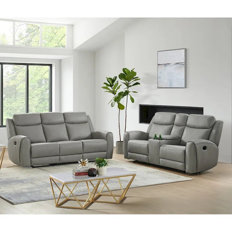 Set reclinabile transizionale Roundhill Furniture Wesley da 2 pezzi, grigio