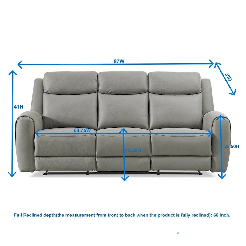 Set reclinabile transizionale Roundhill Furniture Wesley da 2 pezzi, grigio