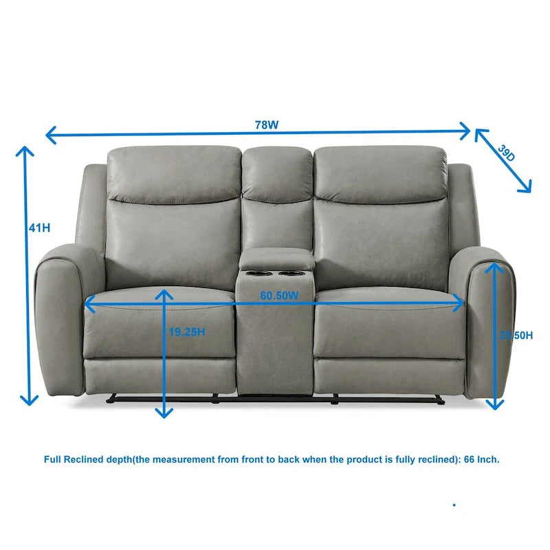 Set reclinabile transizionale Roundhill Furniture Wesley da 2 pezzi, grigio