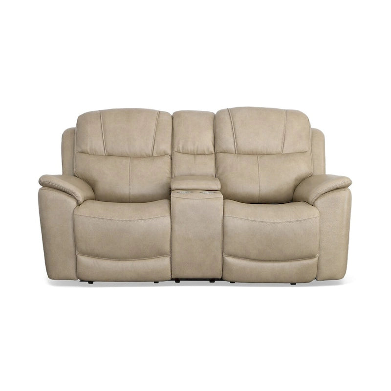 Crew leren elektrische relax-tweezitsbank met zero-gravityfunctie, console, elektrische hoofdsteunen en lendensteun van Flexsteel