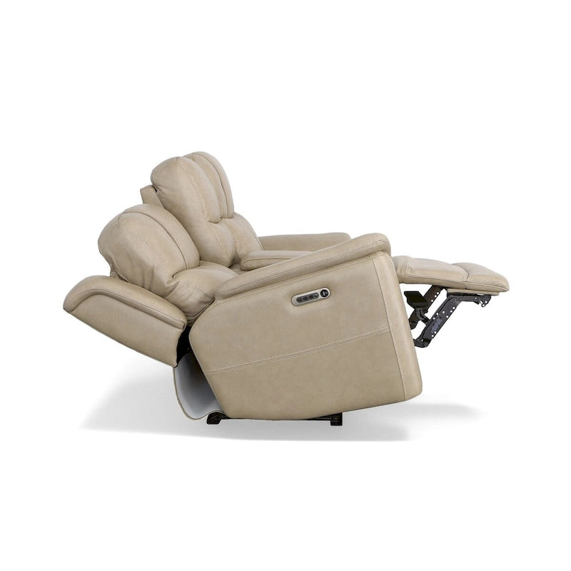 Crew leren elektrische relax-tweezitsbank met zero-gravityfunctie, console, elektrische hoofdsteunen en lendensteun van Flexsteel