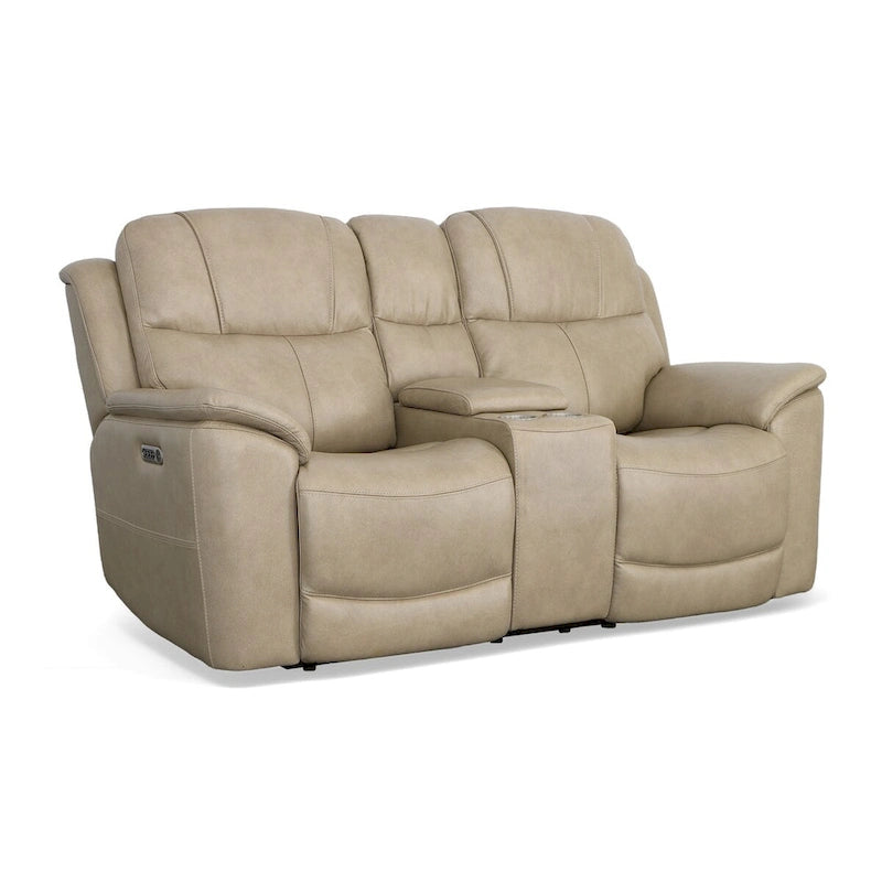 Crew leren elektrische relax-tweezitsbank met zero-gravityfunctie, console, elektrische hoofdsteunen en lendensteun van Flexsteel