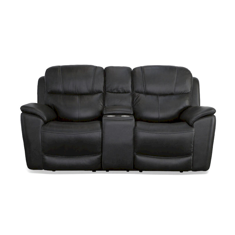 Crew leren elektrische relax-tweezitsbank met zero-gravityfunctie, console, elektrische hoofdsteunen en lendensteun van Flexsteel