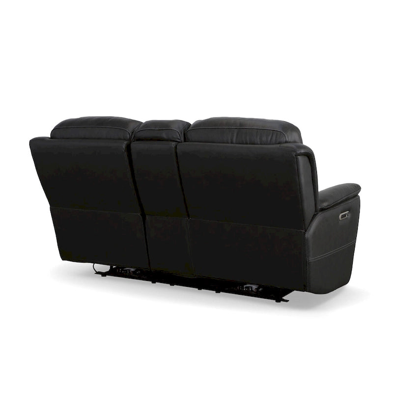 Crew leren elektrische relax-tweezitsbank met zero-gravityfunctie, console, elektrische hoofdsteunen en lendensteun van Flexsteel