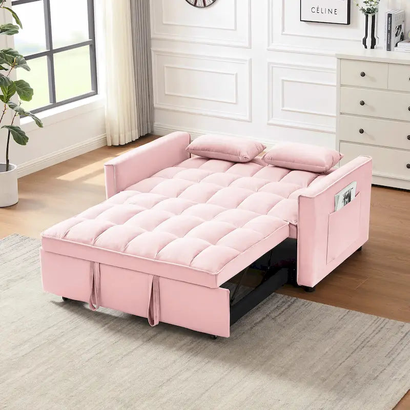 Modernes Zweisitzer-Futon-Sofa aus Samt, ausziehbares Schlafsofa, kleines Zweisitzer-Sofa