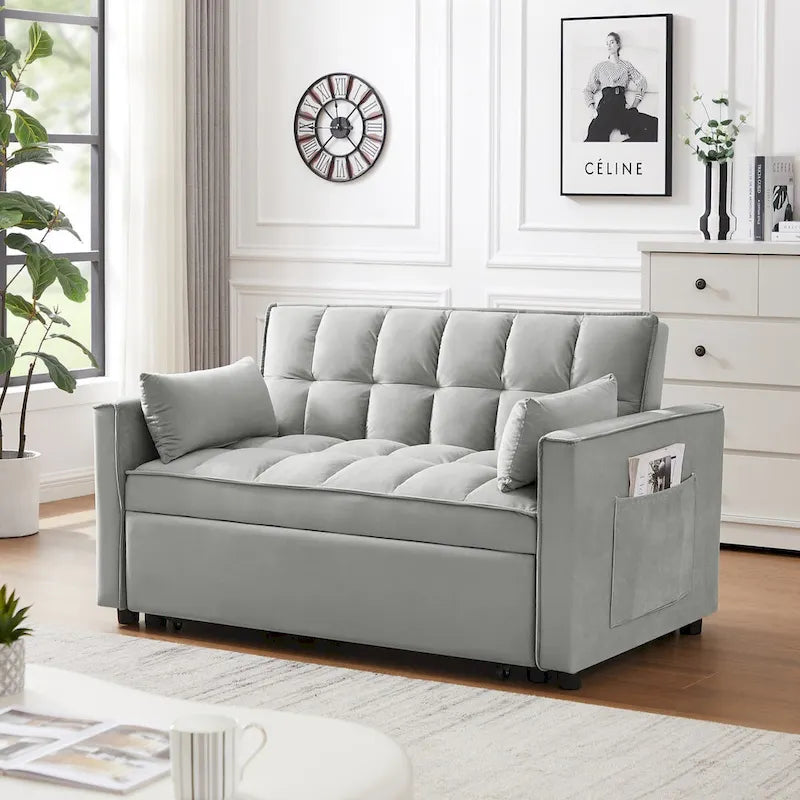 Modernes Zweisitzer-Futon-Sofa aus Samt, ausziehbares Schlafsofa, kleines Zweisitzer-Sofa