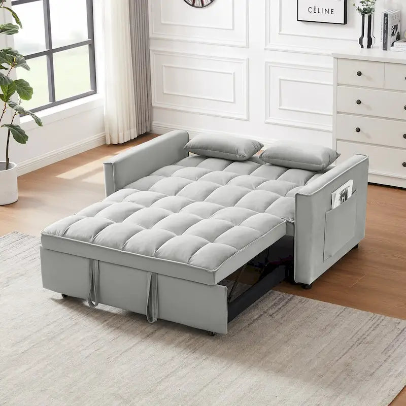 Modernes Zweisitzer-Futon-Sofa aus Samt, ausziehbares Schlafsofa, kleines Zweisitzer-Sofa