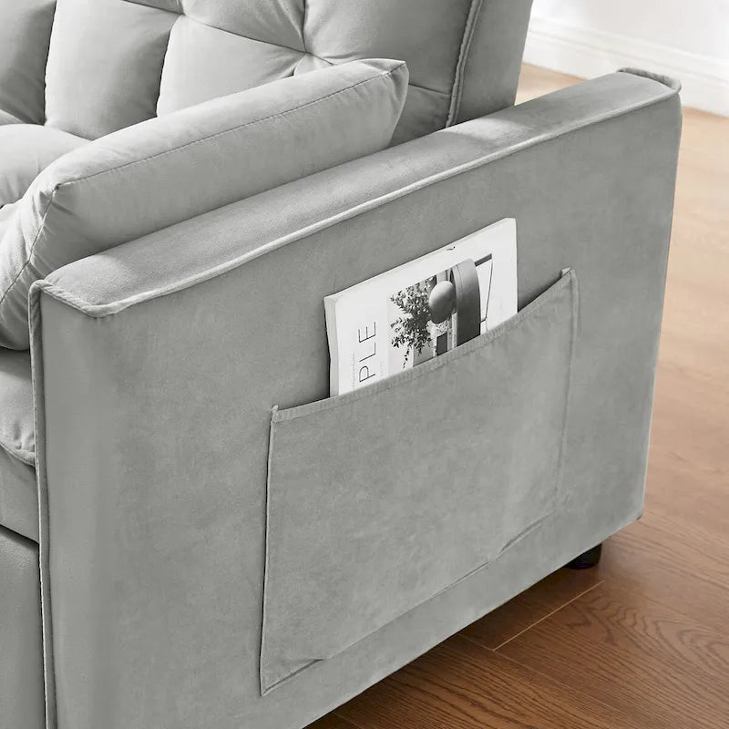 Modernes Zweisitzer-Futon-Sofa aus Samt, ausziehbares Schlafsofa, kleines Zweisitzer-Sofa