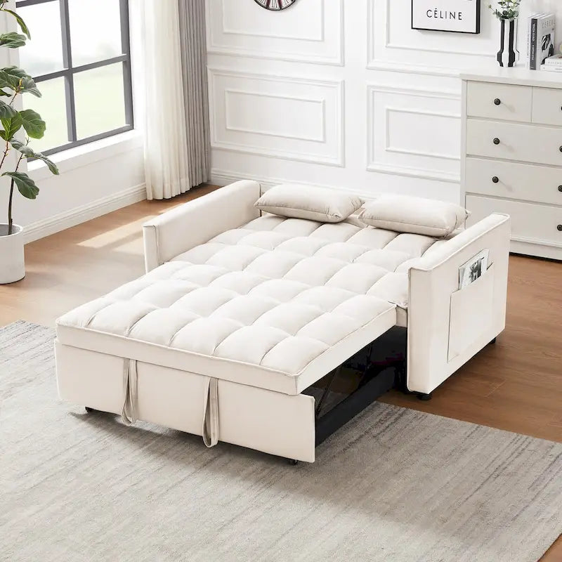 Modernes Zweisitzer-Futon-Sofa aus Samt, ausziehbares Schlafsofa, kleines Zweisitzer-Sofa