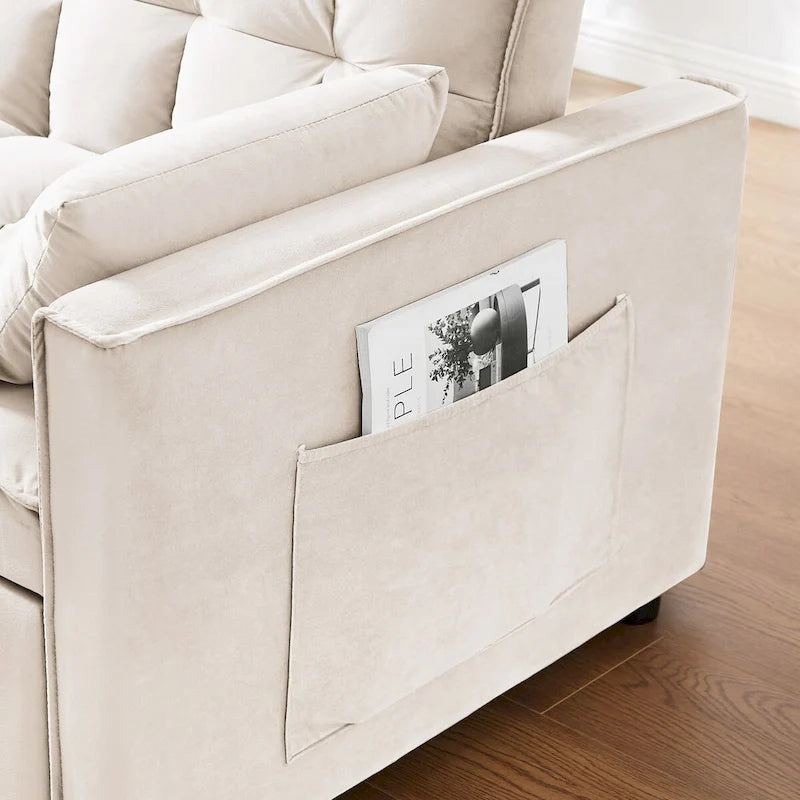 Modernes Zweisitzer-Futon-Sofa aus Samt, ausziehbares Schlafsofa, kleines Zweisitzer-Sofa