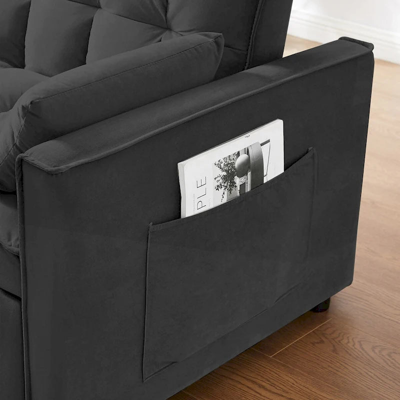 Modernes Zweisitzer-Futon-Sofa aus Samt, ausziehbares Schlafsofa, kleines Zweisitzer-Sofa