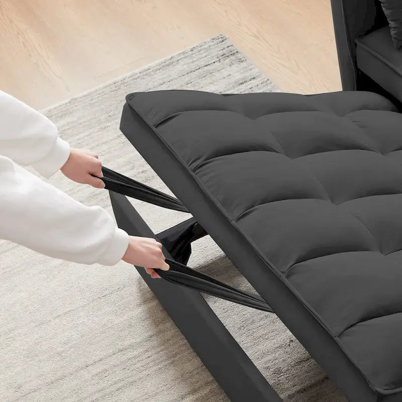 Modernes Zweisitzer-Futon-Sofa aus Samt, ausziehbares Schlafsofa, kleines Zweisitzer-Sofa