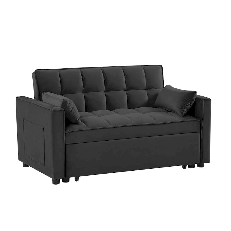 Modernes Zweisitzer-Futon-Sofa aus Samt, ausziehbares Schlafsofa, kleines Zweisitzer-Sofa