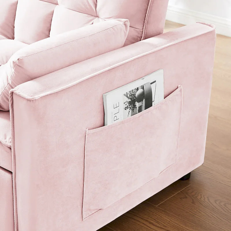 Modernes Zweisitzer-Futon-Sofa aus Samt, ausziehbares Schlafsofa, kleines Zweisitzer-Sofa