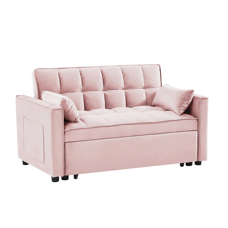 Modernes Zweisitzer-Futon-Sofa aus Samt, ausziehbares Schlafsofa, kleines Zweisitzer-Sofa
