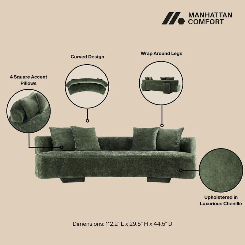 Manhattan Comfort 2-osainen moderni Verandah-chenille-monikäyttösohvasetti