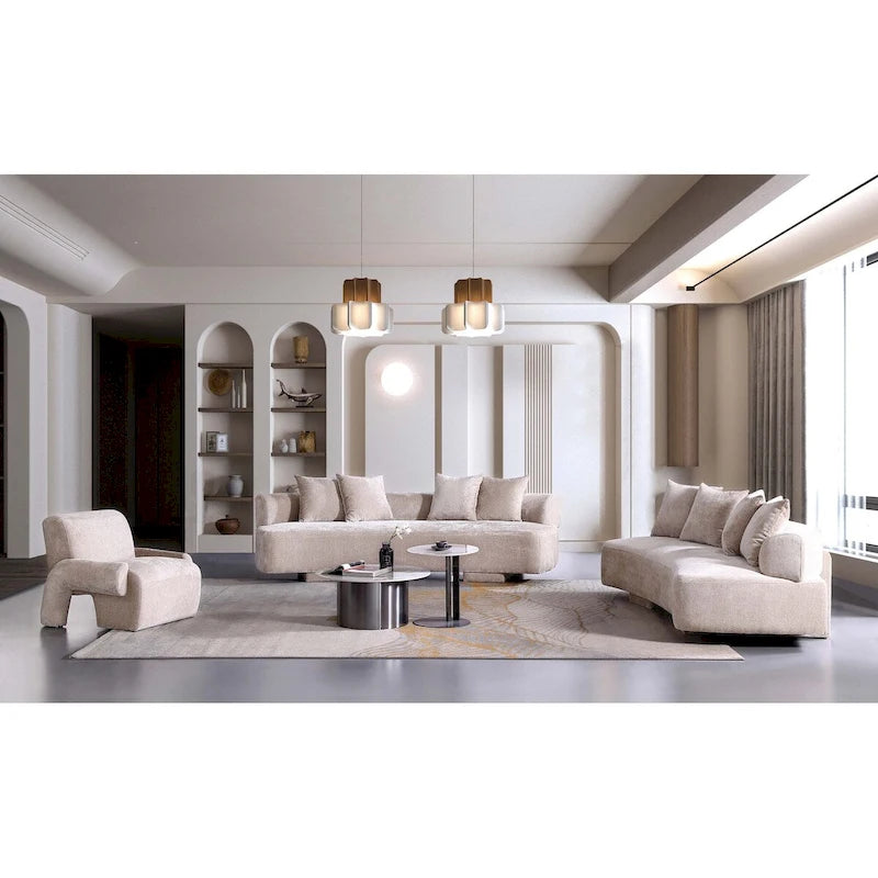 Conjunto de sofás moderno de chenilla Verandah de 3 piezas de Manhattan Comfort