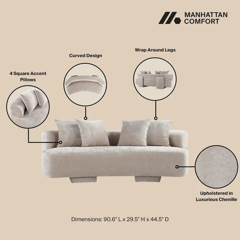 Conjunto de sofás moderno de chenilla Verandah de 3 piezas de Manhattan Comfort