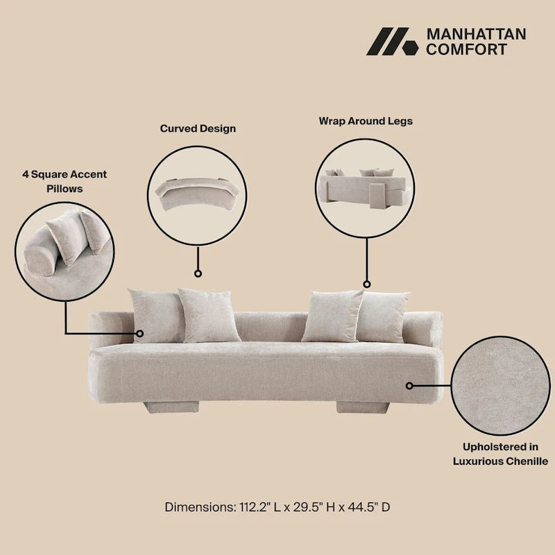 Conjunto de sofás moderno de chenilla Verandah de 3 piezas de Manhattan Comfort