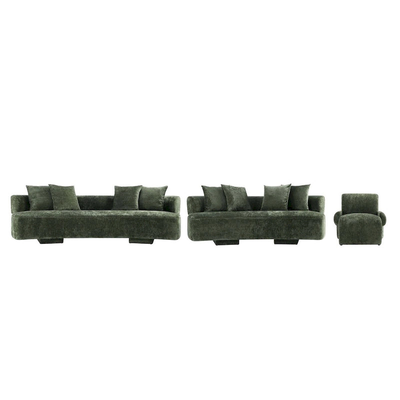 Conjunto de sofás moderno de chenilla Verandah de 3 piezas de Manhattan Comfort