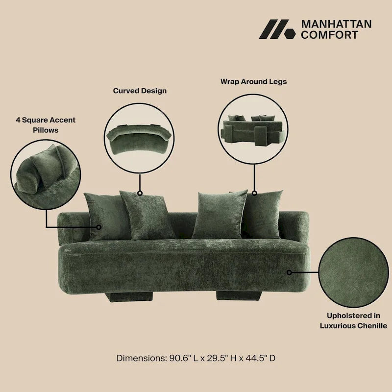 Conjunto de sofás moderno de chenilla Verandah de 3 piezas de Manhattan Comfort