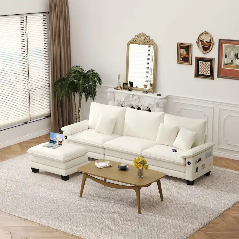 Ensembles de meubles de salon, canapé sectionnel modulable avec pouf pour le salon, canapé convertible