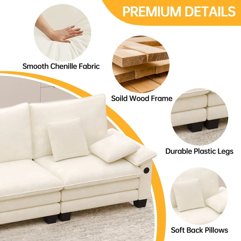 Ensembles de meubles de salon, canapé sectionnel modulable avec pouf pour le salon, canapé convertible