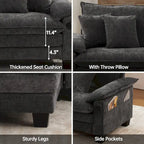 Ensembles de meubles de salon, canapé sectionnel modulable avec pouf pour le salon, canapé convertible
