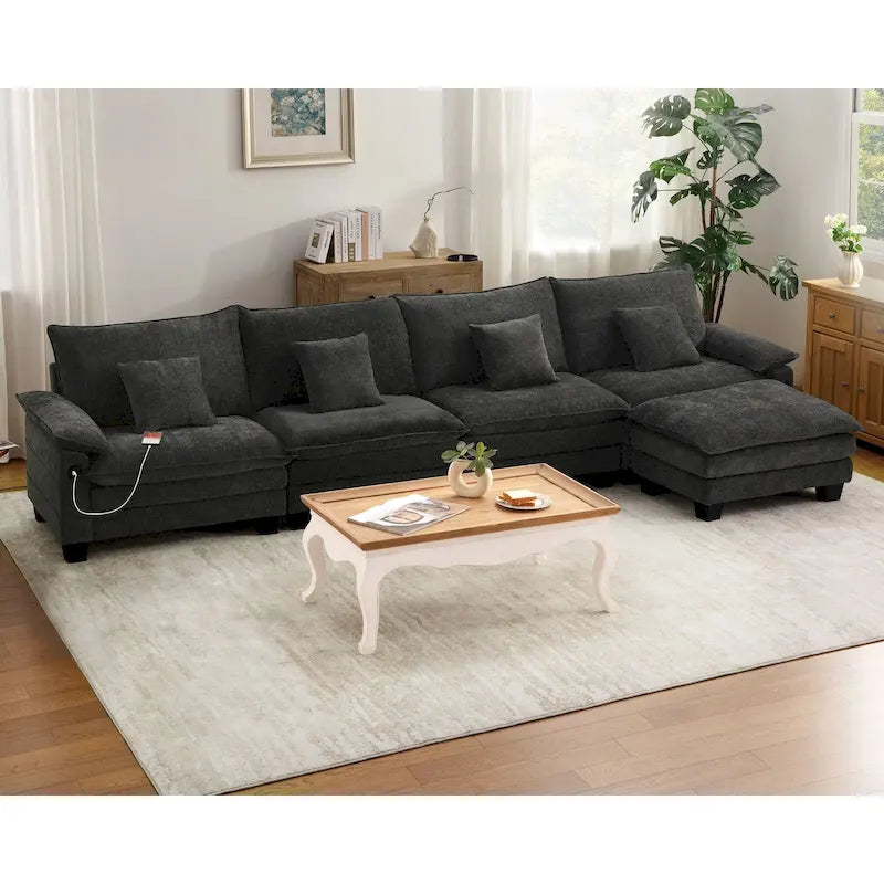 Ensembles de meubles de salon, canapé sectionnel modulable avec pouf pour le salon, canapé convertible